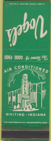 Matchbook Cover - Vogel's Whiting IN green SAMPLE