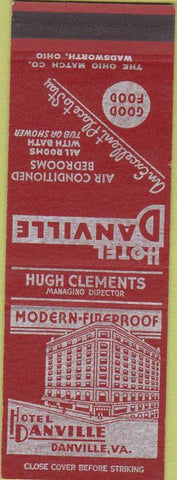 Matchbook Cover - Hotel Danville VA SAMPLE