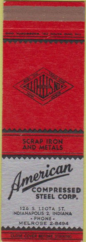 Matchbook Cover - American Compressed Steel Indianapolis IN SAMPLE