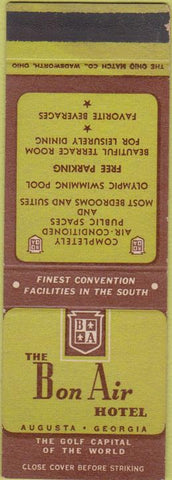Matchbook Cover - Bon Air Hotel Augusta GA SAMPLE