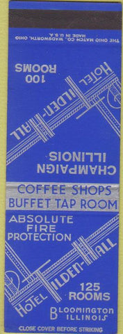Matchbook Cover - Hotel Tilden Hall Bloomington IL Champaign SAMPLE