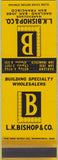 Matchbook Cover - LK Bishop Co Oakland San Jose San Francisco WEAR SAMPLE