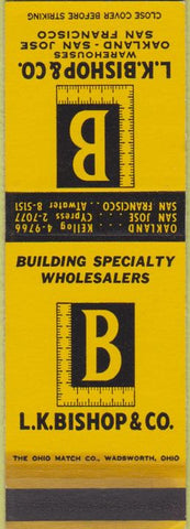 Matchbook Cover - LK Bishop Co Oakland San Jose San Francisco WEAR SAMPLE