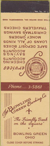 Matchbook Cover - Bowling Green Banking Co Bowling Green OH SAMPLE
