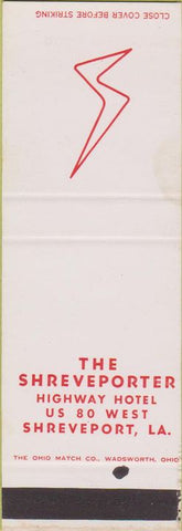Matchbook Cover - The Shreveporter Hotel Shreveport LA SAMPLE
