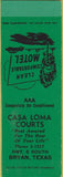 Matchbook Cover - Casa Loma Courts Bryan TX SAMPLE