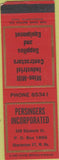 Matchbook Cover - Persingers Incorporated Charleston WV WEAR SAMPLE