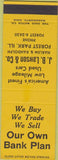 Matchbook Cover - JB Lawson Used Cars Forest Park IL SAMPLE