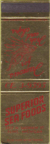 Matchbook Cover - Superior Sea Foods Flint MI WEAR SAMPLE