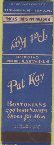 Matchbook Cover - Pat Kay Bostonians Shoes Chicago IL WEAR SAMPLE