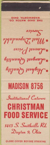 Matchbook Cover - Christman Food Service Dayton OH SAMPLE
