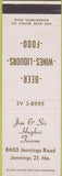 Matchbook Cover - Jim Sis Hughes Tavern Jennings MO SAMPLE