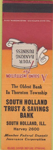 Matchbook Cover - South Holland Trust Savings South Holland IL SAMPLE