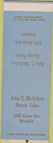 Matchbook Cover - John McArthur Beauty Salon Memphis TN SAMPLE