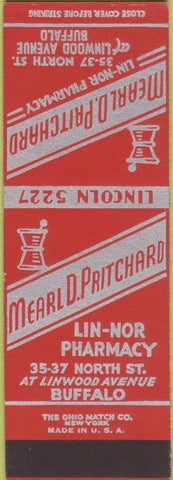 Matchbook Cover - Meral Pritchard Pharmacy Drugs Buffalo NY SAMPLE