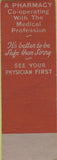 Matchbook Cover - Meral Pritchard Pharmacy Drugs Buffalo NY SAMPLE