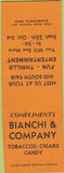 Matchbook Cover - Bianchi Co Tobacco Candy  WEAR SAMPLE