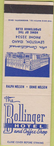 Matchbook Cover - Bollinger Hotel Lewiston ID SAMPLE