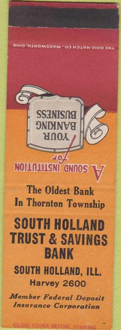 Matchbook Cover - South Holland Trust Savings South Holland IL SAMPLE