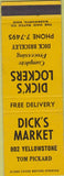 Matchbook Cover - Dick's Market meat locker butcher SAMPLE
