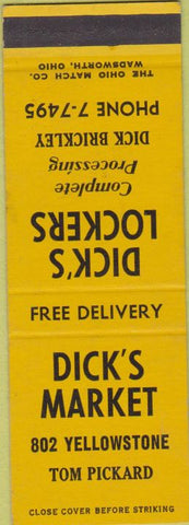 Matchbook Cover - Dick's Market meat locker butcher SAMPLE