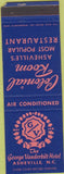 Matchbook Cover - George Vanderbilt Hotel Asheville NC WEAR SAMPLE