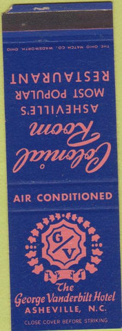 Matchbook Cover - George Vanderbilt Hotel Asheville NC WEAR SAMPLE