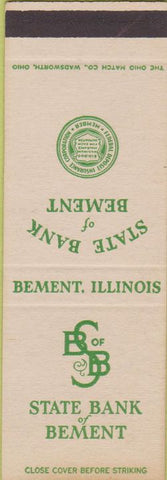 Matchbook Cover - State Bank of Bement IL SAMPLE