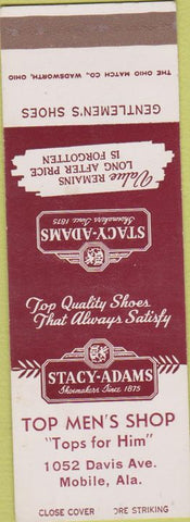 Matchbook Cover - Stacy Adams Shoes Mobile AL SAMPLE