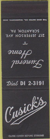 Matchbook Cover - Cusick's Scranton PA Funeral Home SAMPLE
