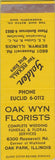 Matchbook Cover - Oak Wyn Florists Oak Park IL SAMPLE