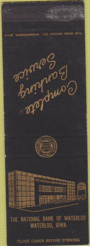 Matchbook Cover - National Bank of Waterloo IA WEAR SAMPLE