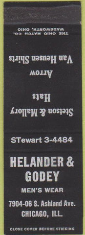 Matchbook Cover - Helander Godey Men's Clothes Stetson Chicago IL SAMPLE