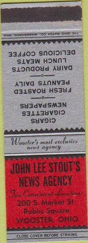 Matchbook Cover - John Lee Stout's News Agency Wooster OH SAMPLE