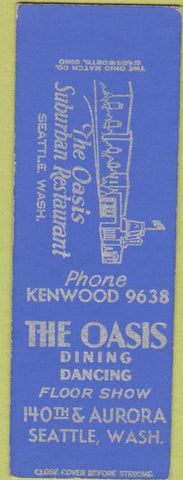 Matchbook Cover - The Oasis Restaurant Seattle WA SAMPLE