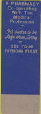 Matchbook Cover - Mearl D Pritchard Lin Nor Pharmacy Buffalo NY SAMPLE