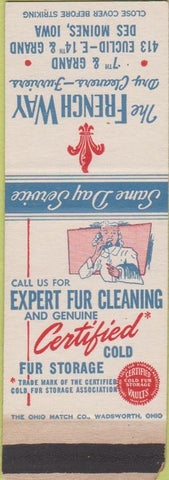 Matchbook Cover - The French Way Cleaning Dry Cleaning Des Moines IA SAMPLE