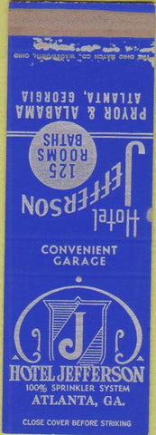 Matchbook Cover - Hotel Jefferson Atlanta GA SAMPLE