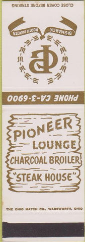 Matchbook Cover - Pioneer Lounge Bismarck ND SAMPLE