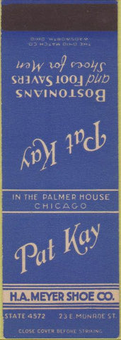 Matchbook Cover - Pat Kay Bostonians Shoes Chicago IL SAMPLE