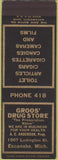 Matchbook Cover - Groos' Drug Store Escanaba MI SAMPLE