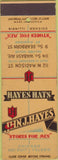 Matchbook Cover - Hayes Hats Chicago IL Detroit MI Toledo OH SAMPLE
