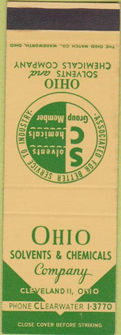 Matchbook Cover - Ohio Solvents Chemicals Cleveland OH SAMPLE