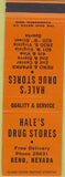Matchbook Cover - Hale's Drug Stores Reno NV SAMPLE