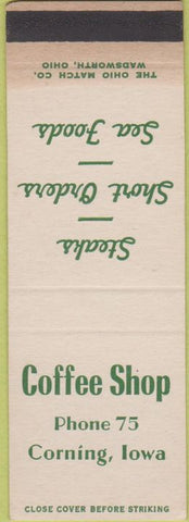 Matchbook Cover - Coffee Shop Corning IA WEAR SAMPLE