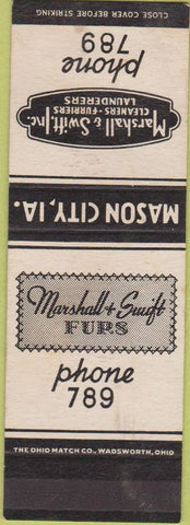 Matchbook Cover - Marshall Swift Cleaners Furs Mason City IA SAMPLE