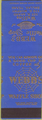 Matchbook Cover - Webb's Waffle Shops Dallas TX SAMPLE