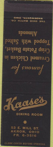 Matchbook Cover - Kaase's Dining Room Akron OH SAMPLE