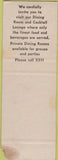 Matchbook Cover - Colonial Hotel York PA WORN SAMPLE