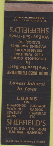 Matchbook Cover - Sheffield's Salina KS SAMPLE
